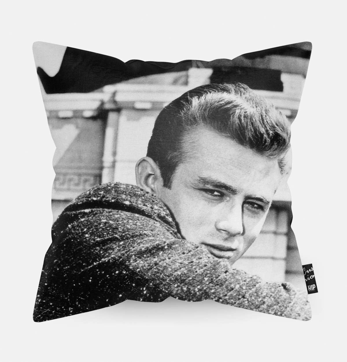 Sierkussen met daarop een iconisch portret van James Dean