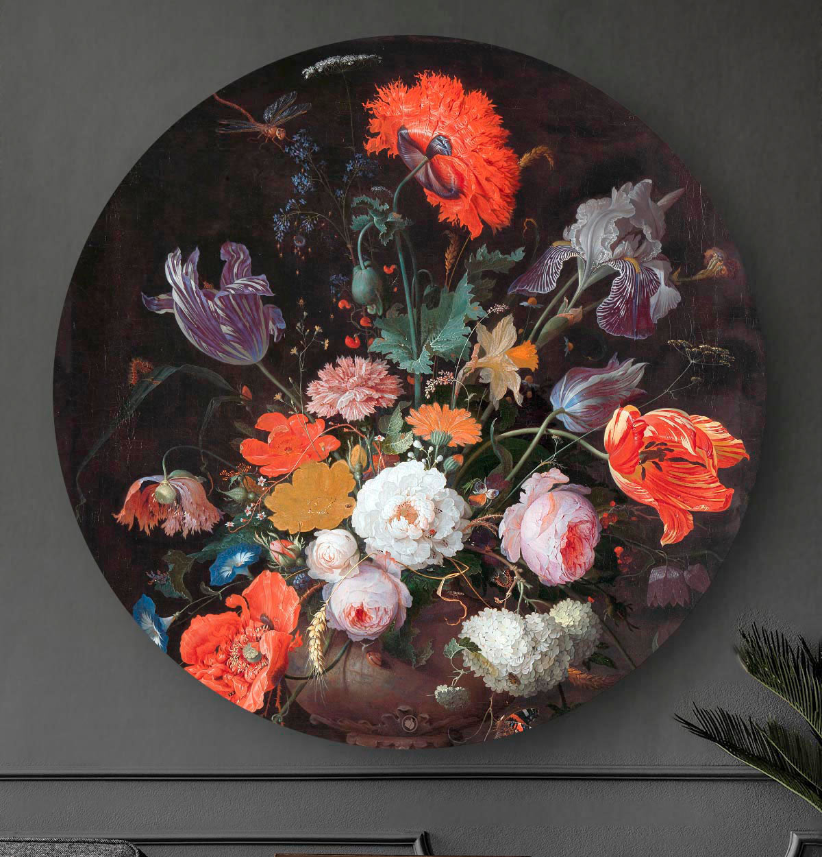 Wandcirkel HIPORGNL-stilleven-met-bloemen-en-een-horloge-wanddecoratie