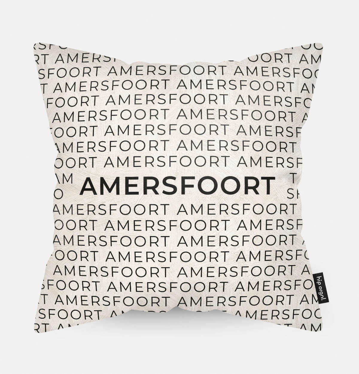 Sierkussen met stad en map Amersfoort in tekst en zwart wit