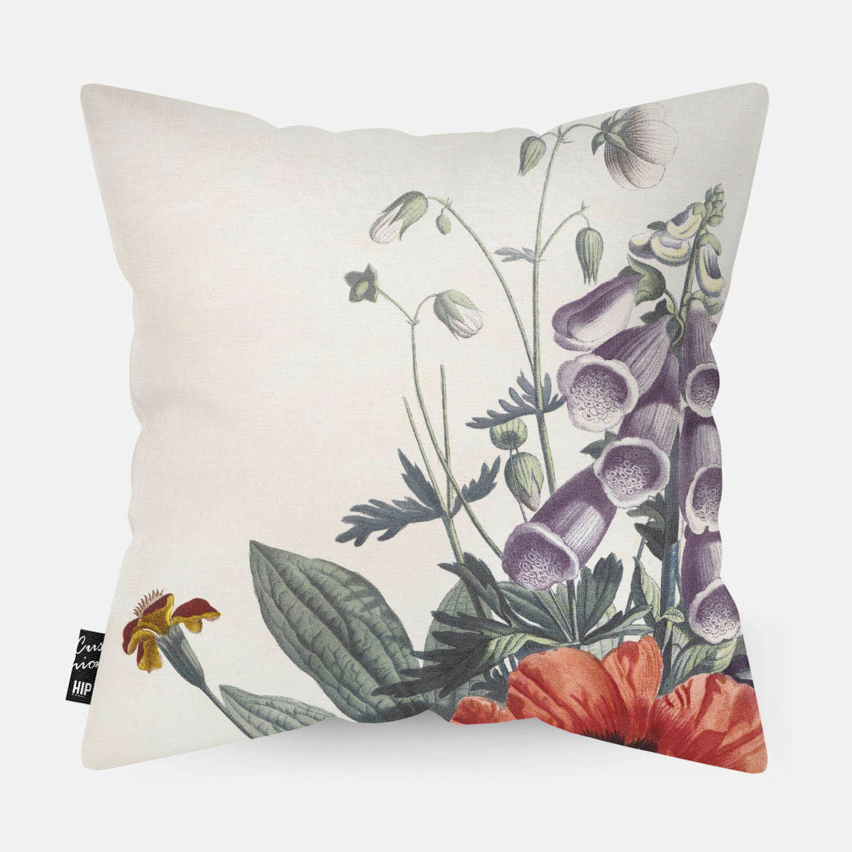 Kussen met schildering van Bos bijzondere bloemen erop afgebeeld.