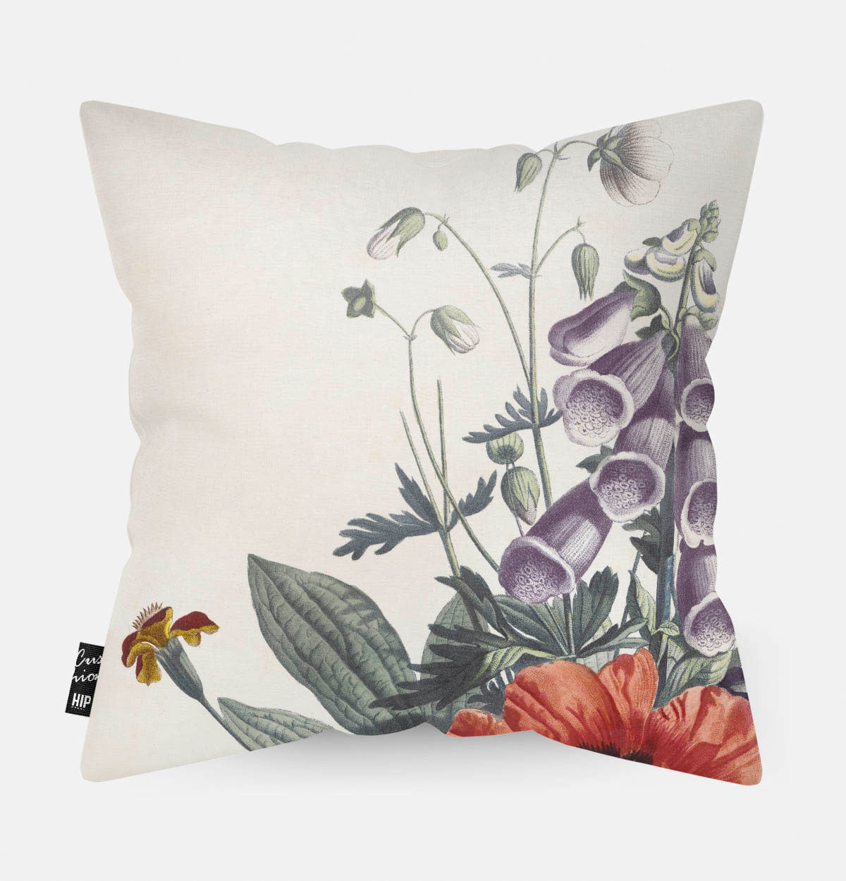 Kussen met schildering van Bos bijzondere bloemen erop afgebeeld.