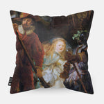 Kussen met geddelte van schilderij de nachtwacht van Rembrandt.