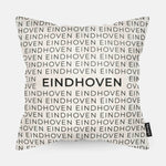 Sierkussen met stad en map Eindhoven in tekst en zwart wit