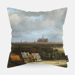 Kussen met schildering van Gezicht op Haarlem met bleekvelden erop afgebeeld.