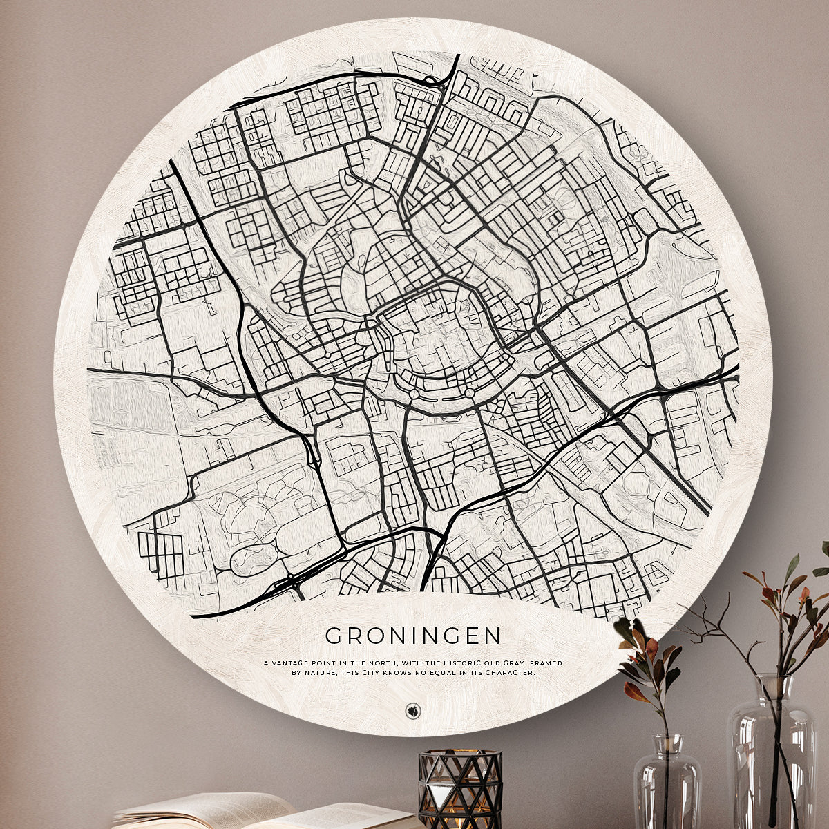 Wandcirkel met de stad Groningen