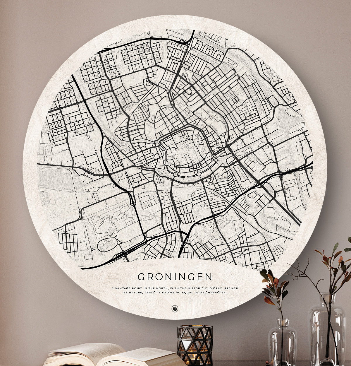 Wandcirkel met de stad Groningen