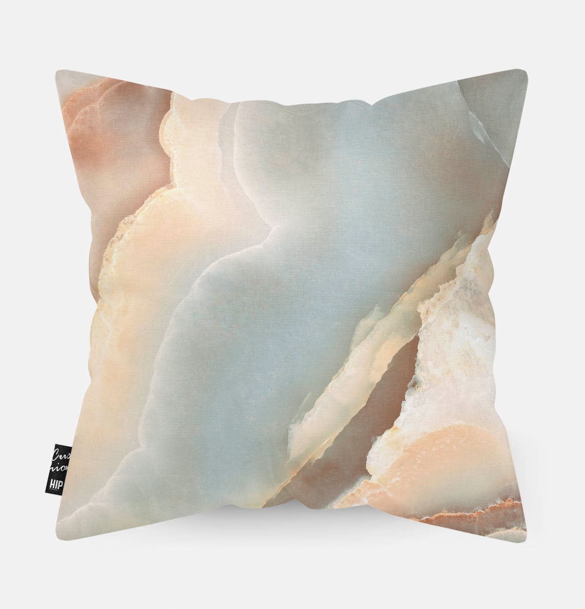 Kussen met marmeren onyx erop afgebeeld.