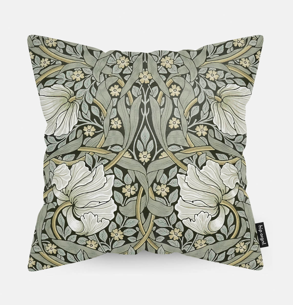 Sierkussen met een groen patroon met witte bloemen