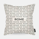 Sierkussen met stad en map Rome in tekst en zwart wit