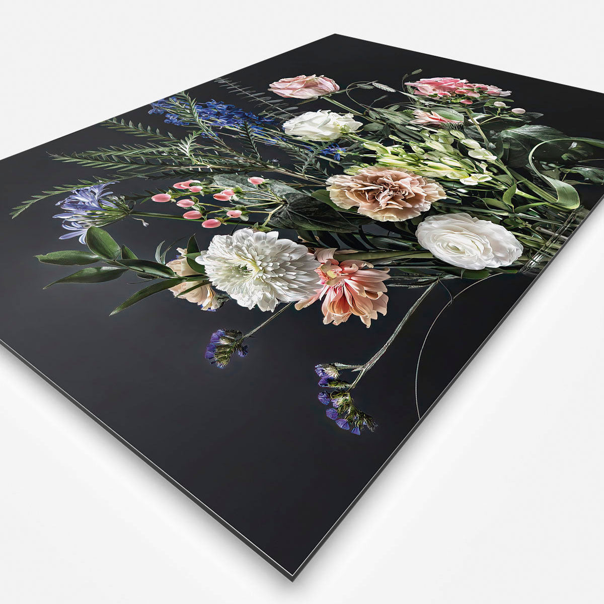 Schilderij met bloemen met zwarte achtergrond