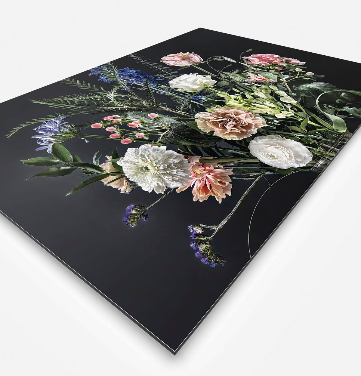 Schilderij met bloemen met zwarte achtergrond