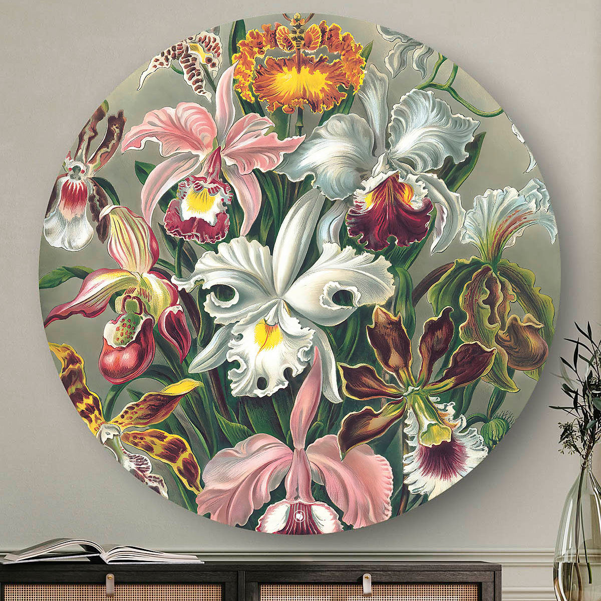 Wandcirkel met Orchidee erop Front