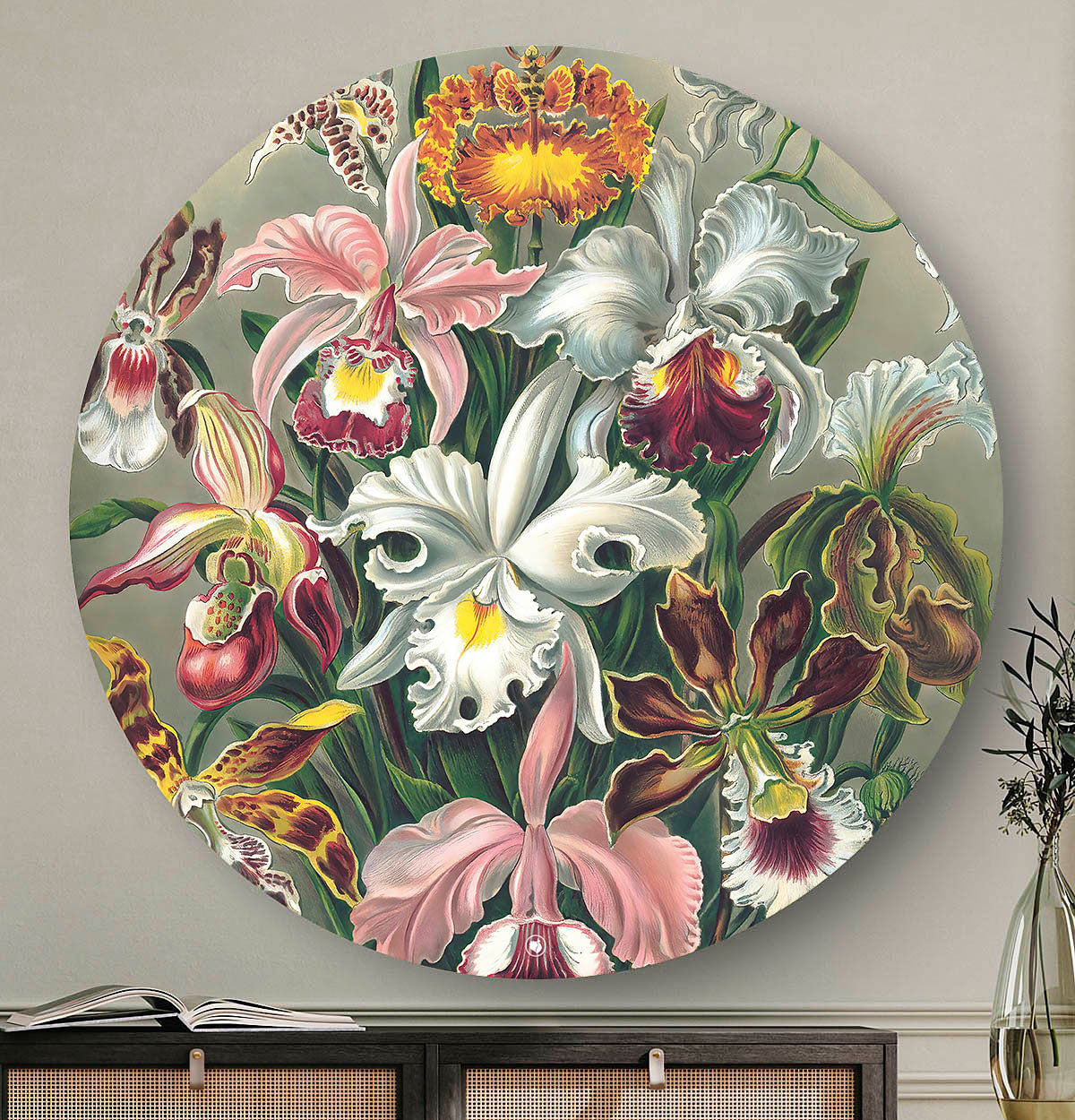Wandcirkel met Orchidee erop Front