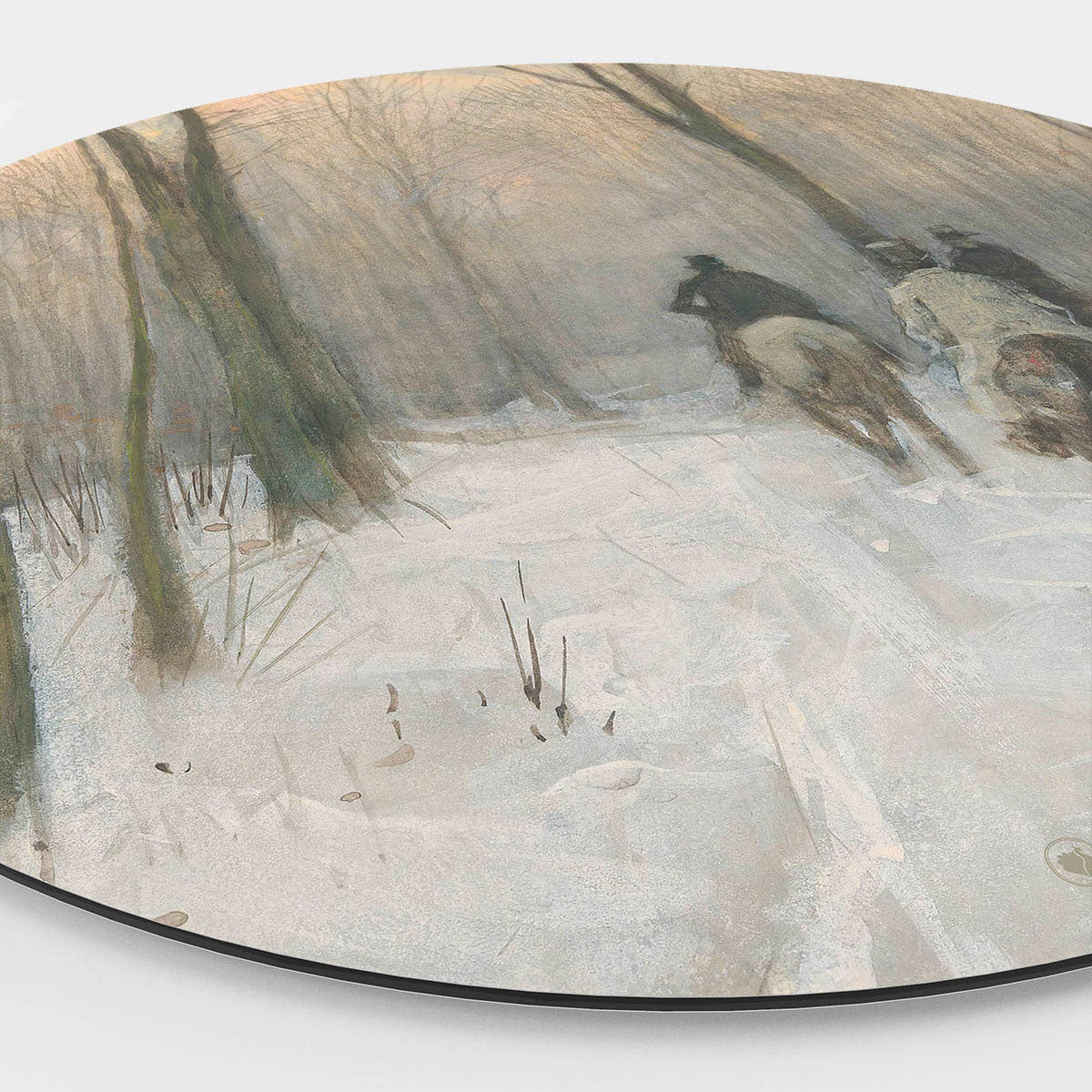 Wandcirkel HIP ORGNL Ruiters in de sneeuw in het Haagse Bos Side