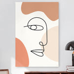 Vierkante wanddecoratie met minimalistische tekening van gezicht te in moderne kunst erop.