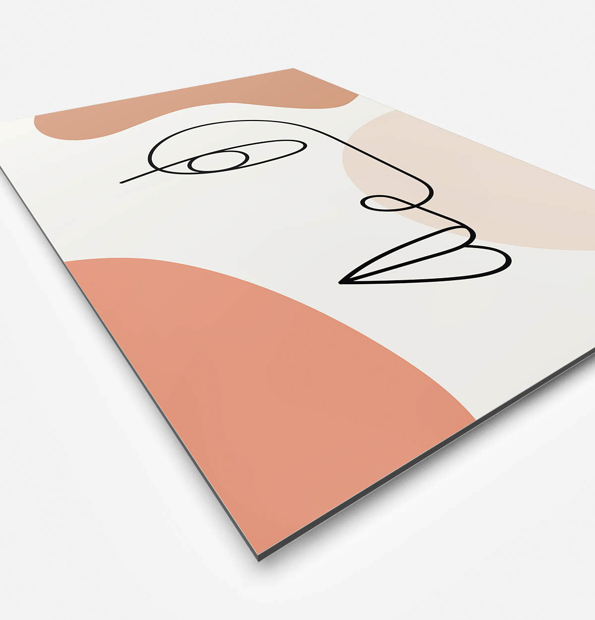Vierkante wanddecoratie met minimalistische tekening van gezicht te in moderne kunst erop.