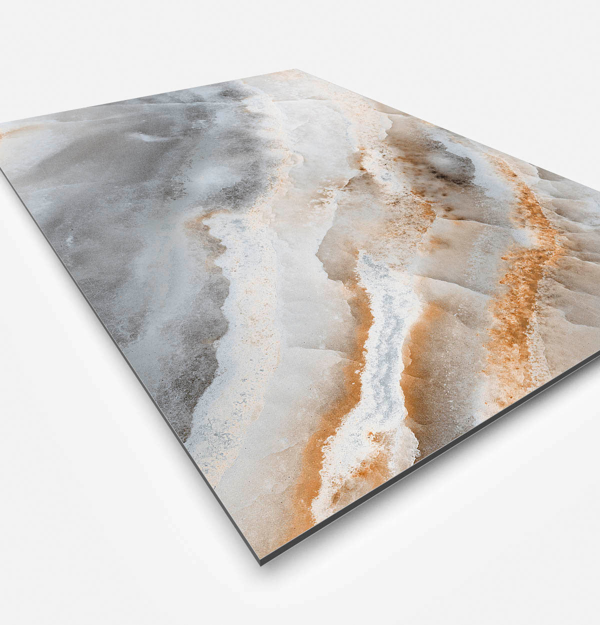 Vierkante wanddecoratie met marmeren Onyx erop.