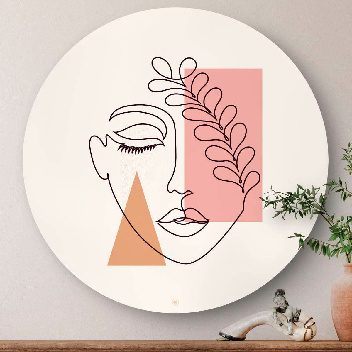 HIP ORGNL Fine Art Line Face Leaves Wandcirkel