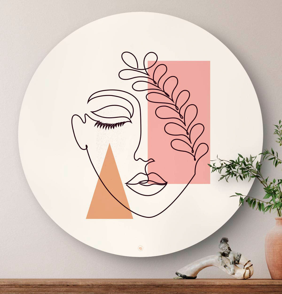 HIP ORGNL Fine Art Line Face Leaves Wandcirkel