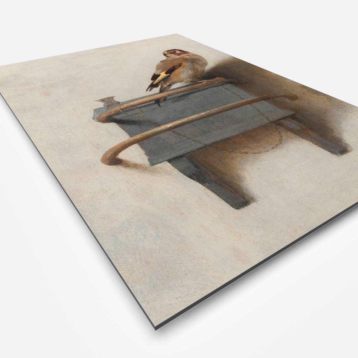 Vierkante wanddecoratie met schilderij het Puttertje erop.