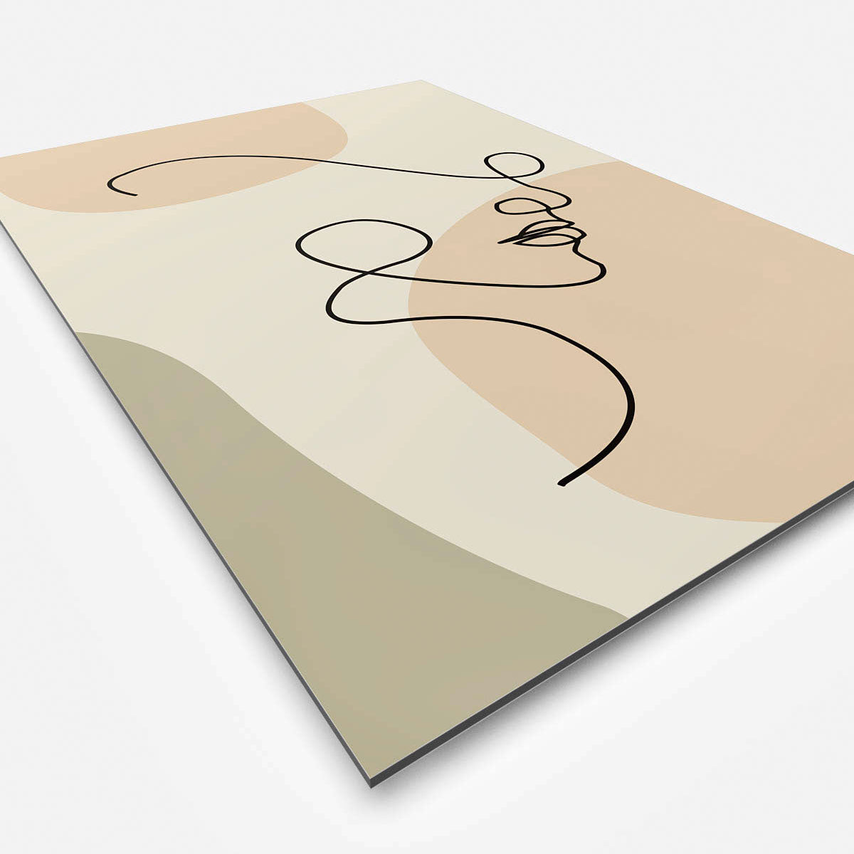 Vierkante wanddecoratie met modern gezicht in moderne kunst erop.