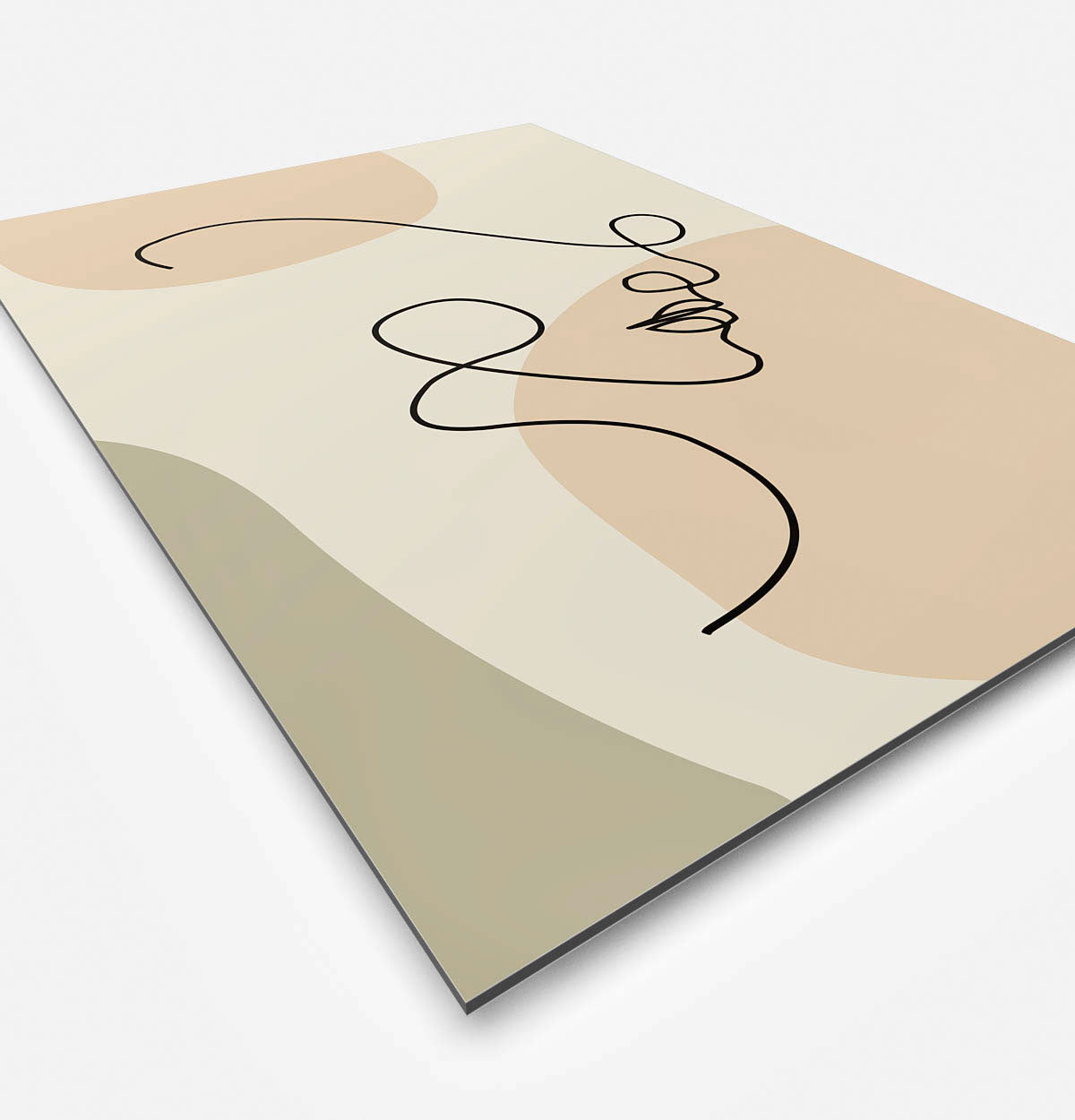 Vierkante wanddecoratie met modern gezicht in moderne kunst erop.