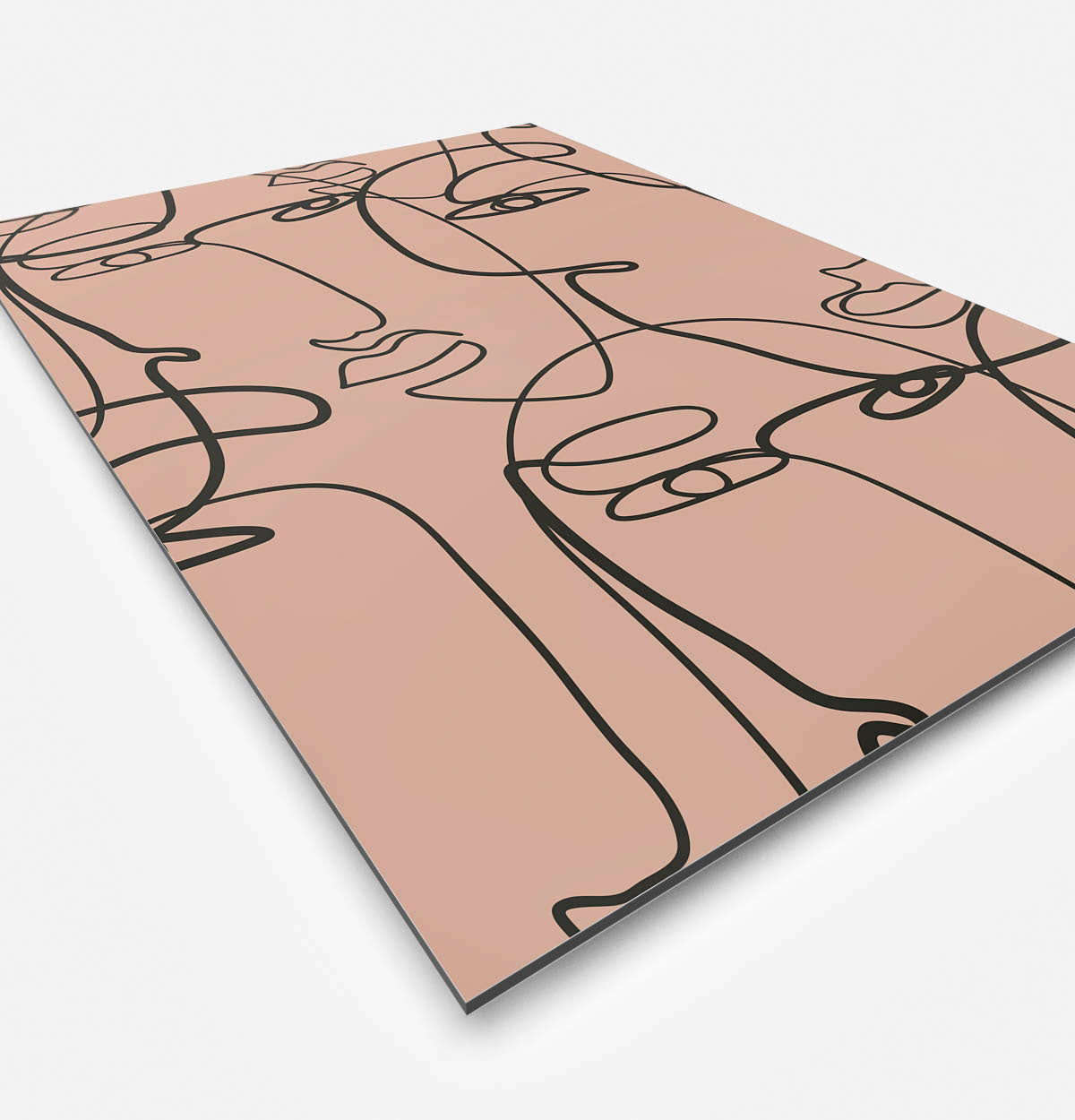 Vierkante wanddecoratie met meerdere gezichten in moderne kunst erop.