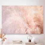 Vierkante wanddecoratie met pink Pampass gras erop.