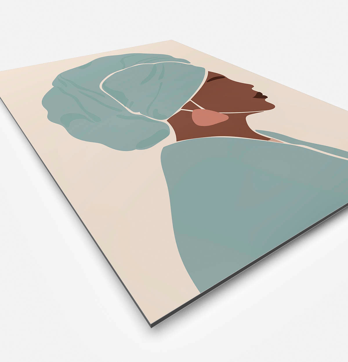 Vierkante wanddecoratie met Afrikaanse vrouw in moderne kunst erop.