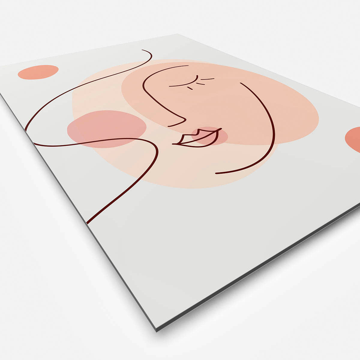 Vierkante wanddecoratie met gestyld gezicht in moderne kunst erop.