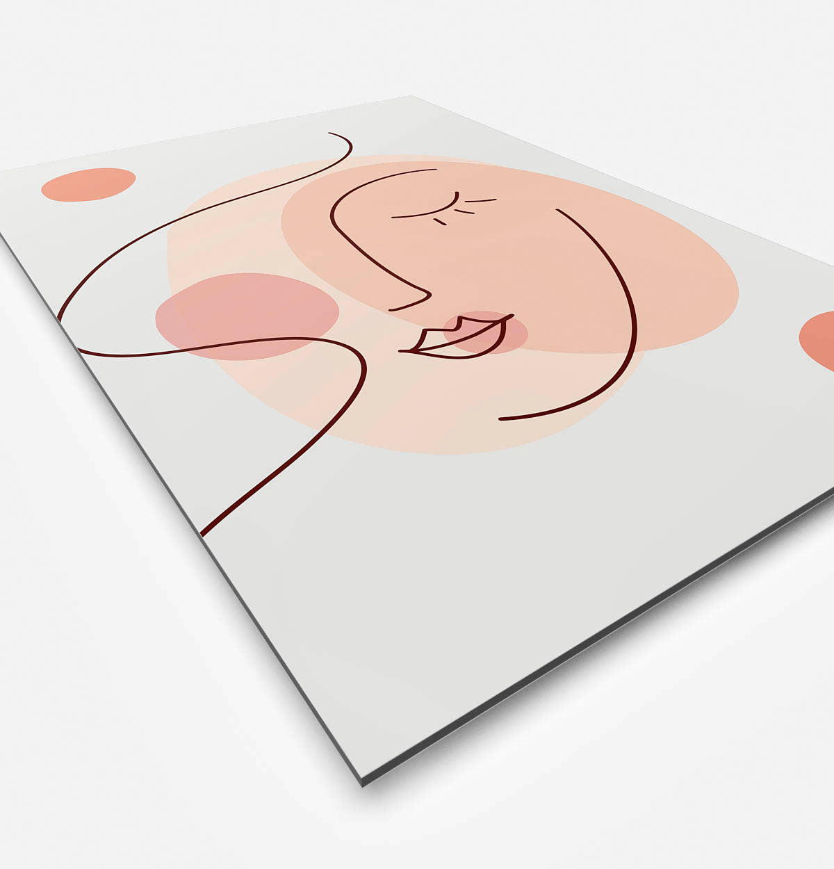 Vierkante wanddecoratie met gestyld gezicht in moderne kunst erop.
