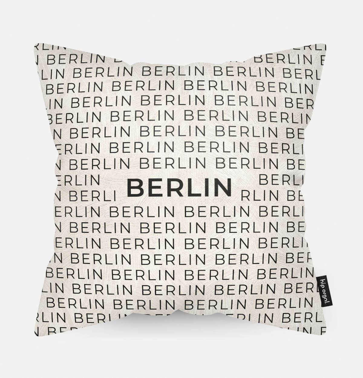 Sierkussen met stad en map Berlijn in tekst en zwart wit