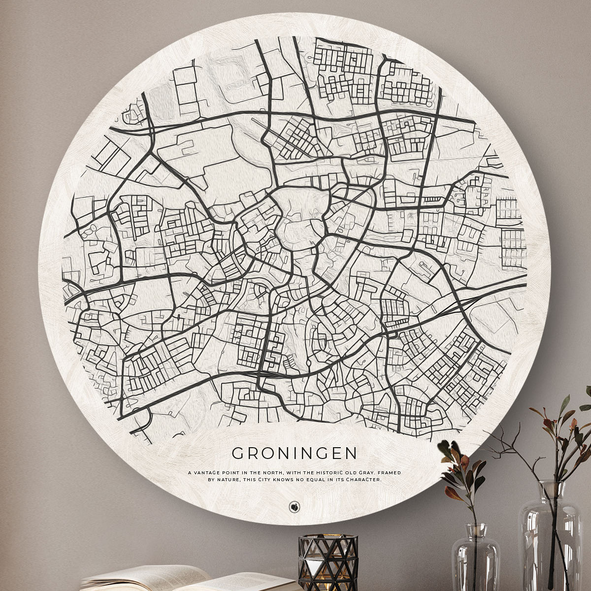 Wandcirkel met de stad Groningen
