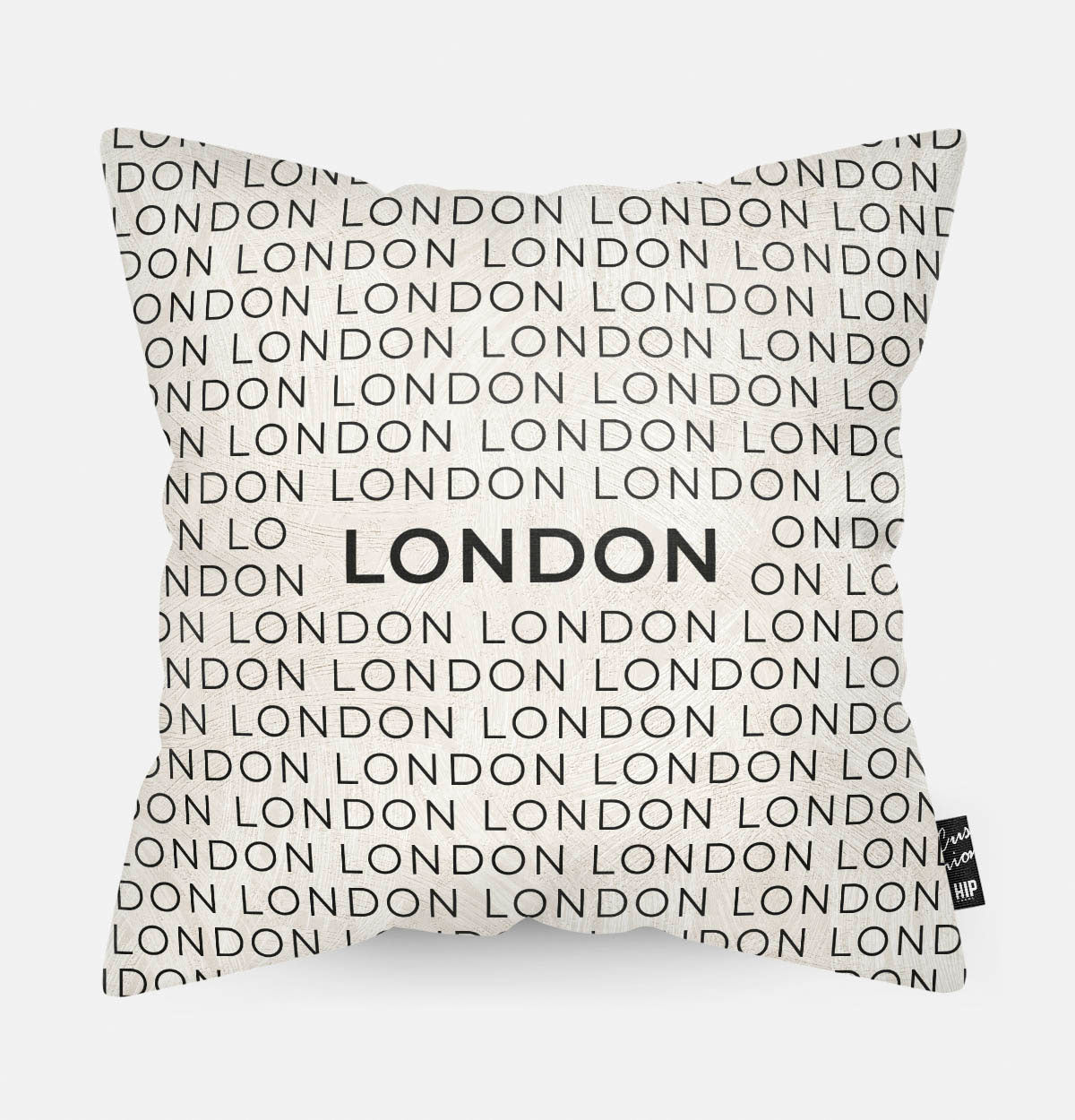 Sierkussen met stad en map Londen in tekst en zwart wit