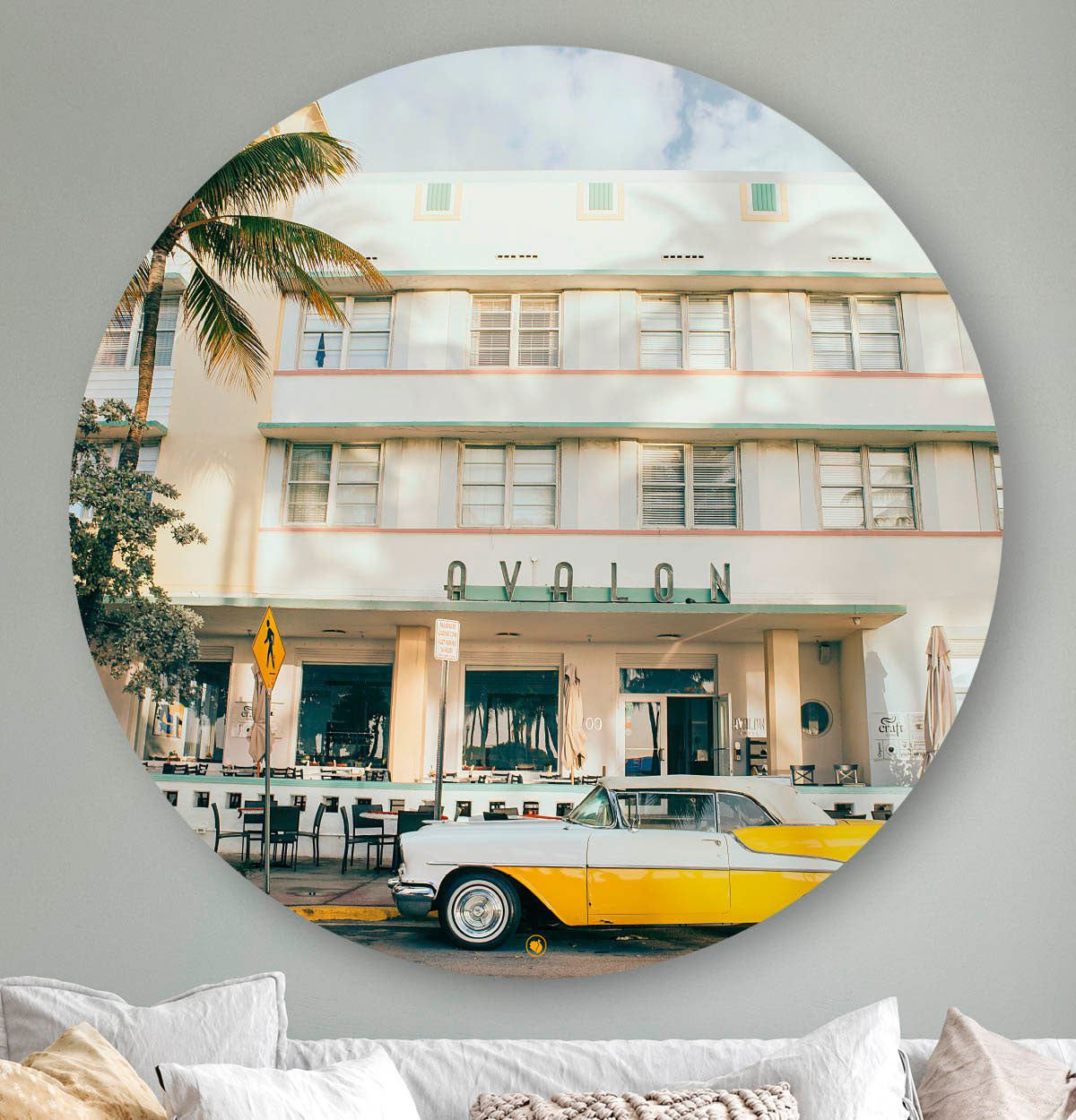 Wanddecoratie van Miami met auto en architecture.