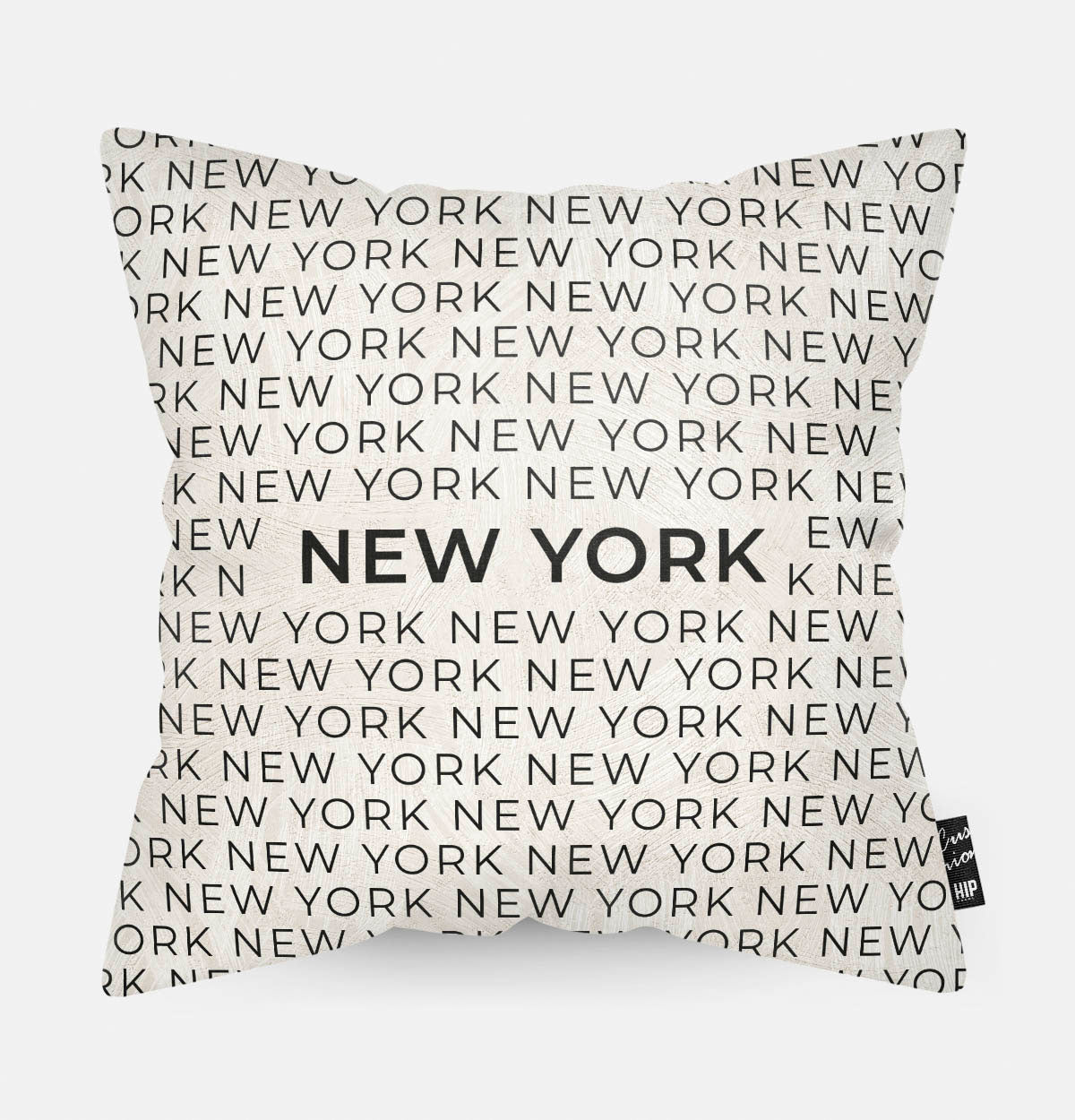 Sierkussen met stad en map New York in tekst en zwart wit
