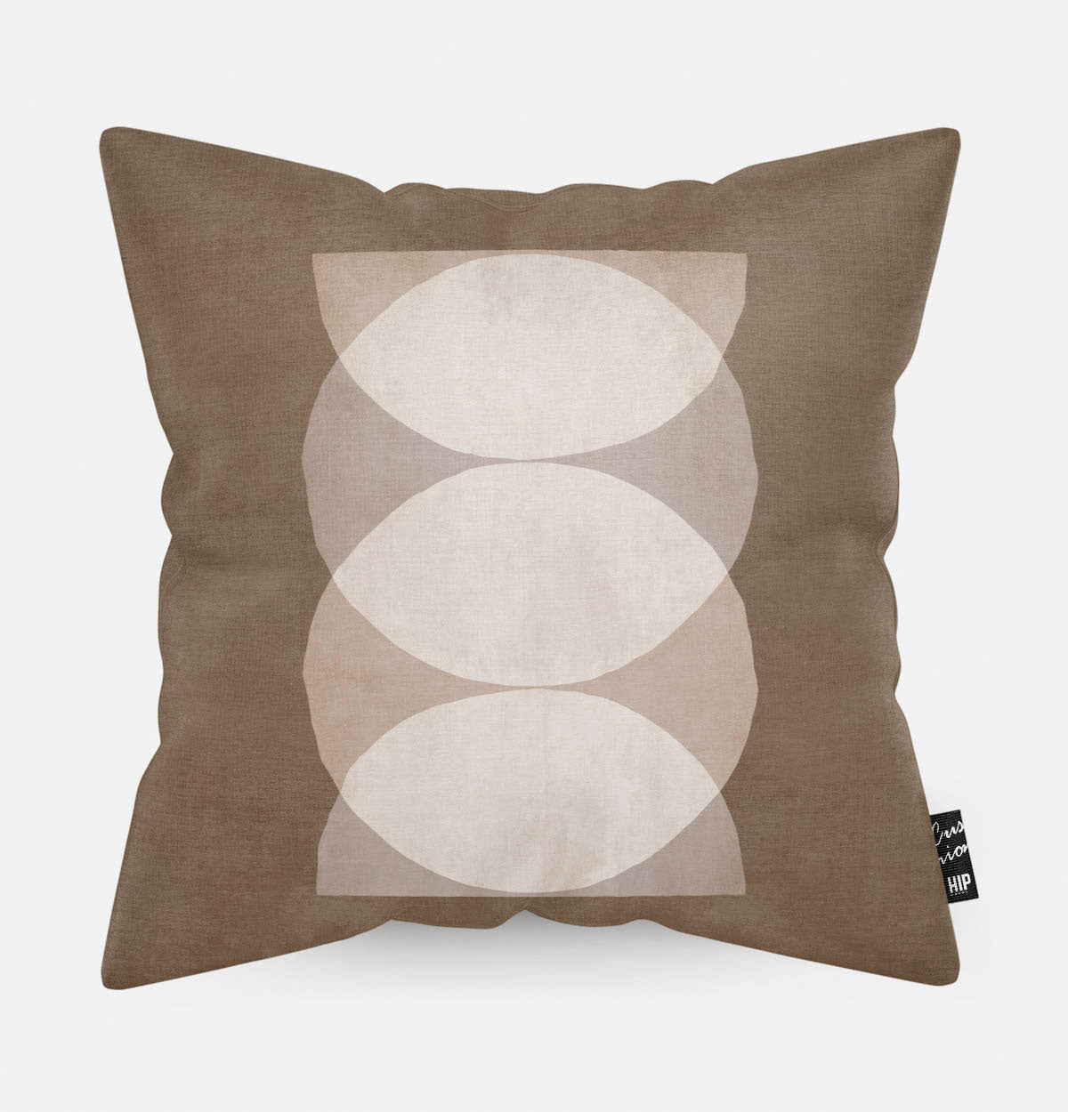 Bruin sierkussen met abstracte cirkels