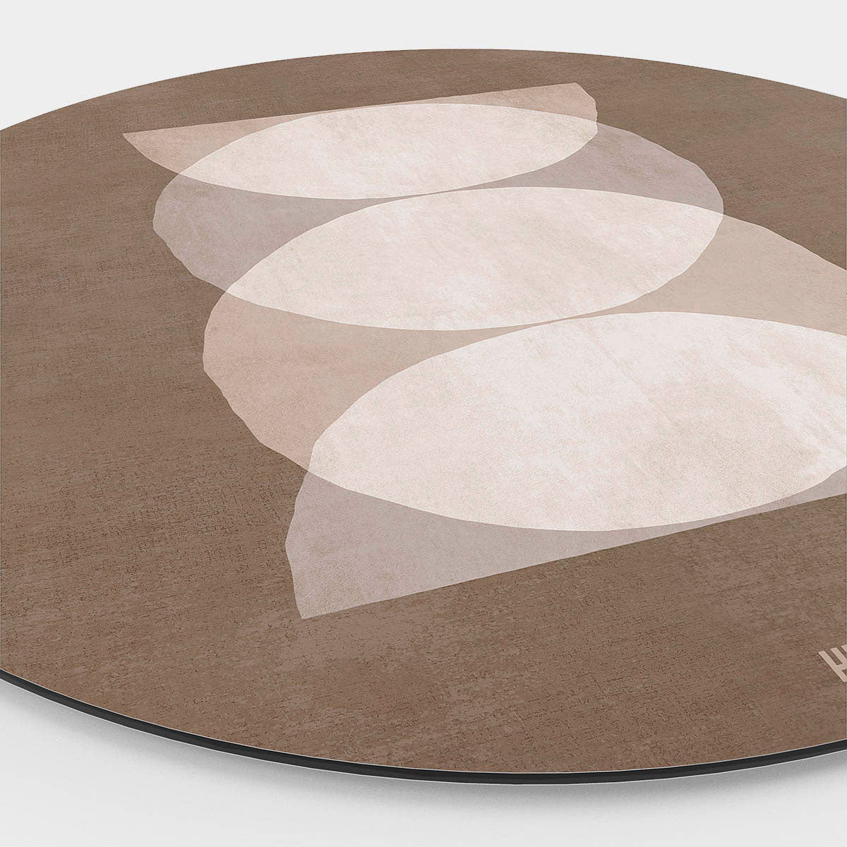 Muurcirkel met abstracte cirkels en een bruine achtergrond