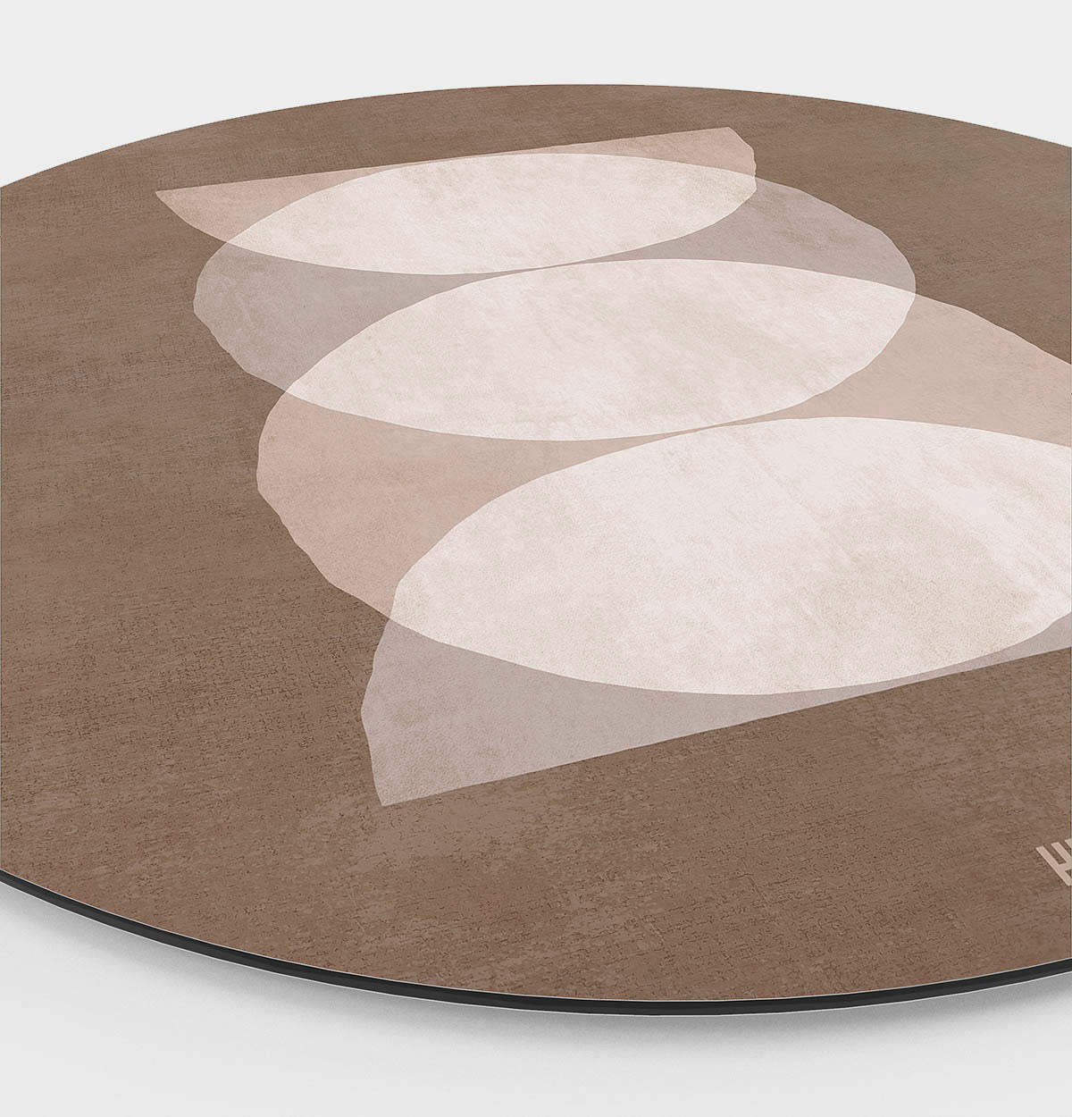 Muurcirkel met abstracte cirkels en een bruine achtergrond