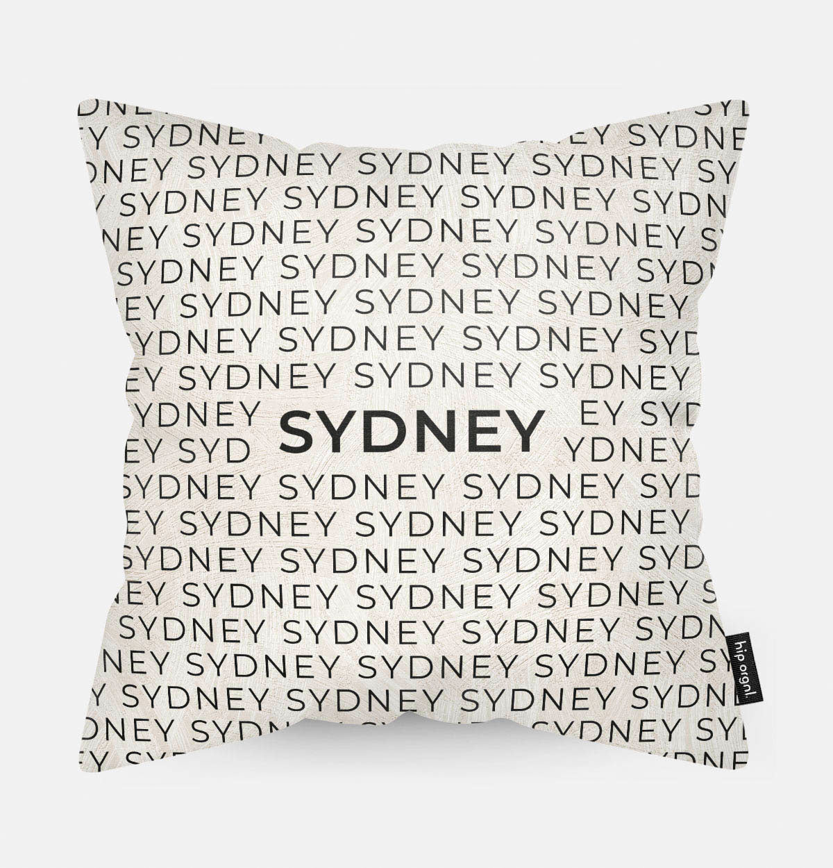 Sierkussen met stad en map Sydney in tekst en zwart wit