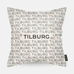 Sierkussen met stad en map Tilburg in tekst en zwart wit