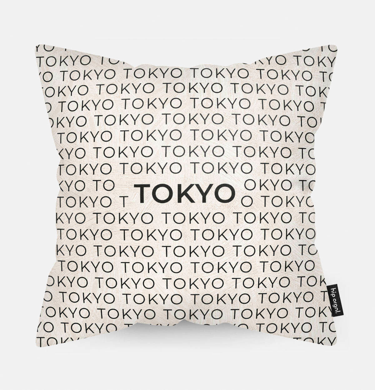 Sierkussen met stad en map Tokyo in tekst en zwart wit