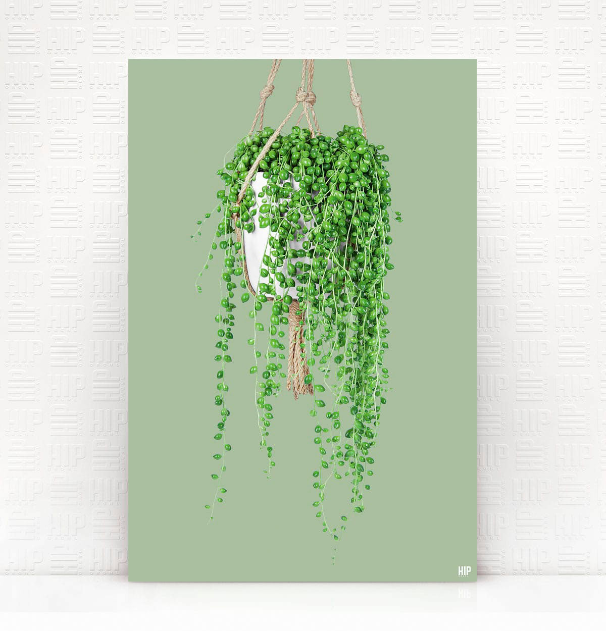 HIP ORGNL vierkante wanddecoratie met olijfgroenen plant