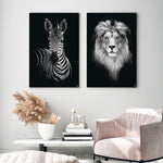 Wanddecoratie Schilderij Zebra Leeuw