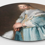 Wandcirkel van portret van een meisje in het blauw.